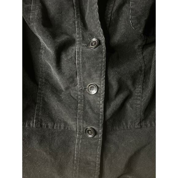 St Johns Bay Black Corduroy Stretch Fitted Blazer Gingham Trim XL Women's - Picture 2 of 9